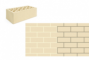 Кирпич утолщенный лицевой пустотелый «Слоновая кость» М 150